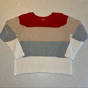 Lucky Brand Color Block Crew Neck Sweater Size L